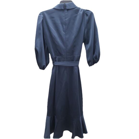 NWT Adrianna Papell Satin Crepe Dress Dark Navy Size 2 Cocktail Wedding Guest - Picture 3 of 5